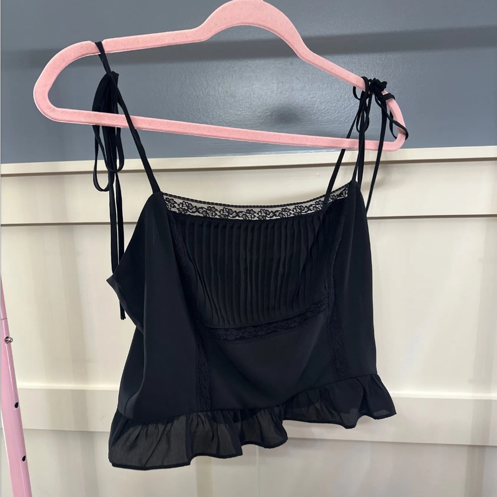 Gianni Bini Black Lace Trim Cami Top